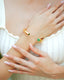 Hexa Green Enamel Gold Cuff