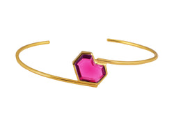 Bevel - 22K Gold Plated Pink Semi Precious Stone Bangle