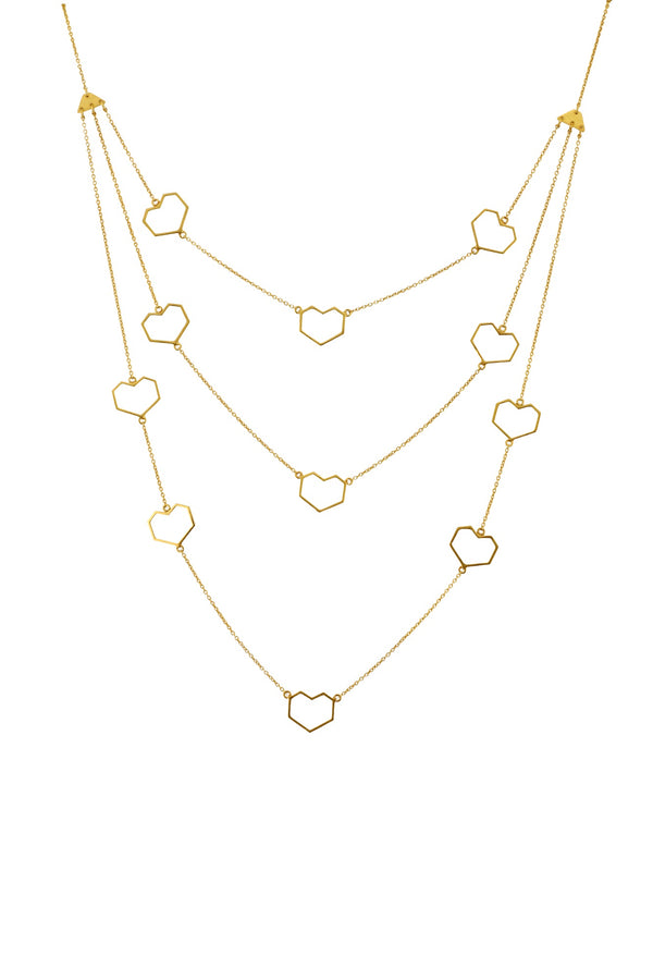 Contour - 22K Gold Plated Heart Layered Chain Neckpiece