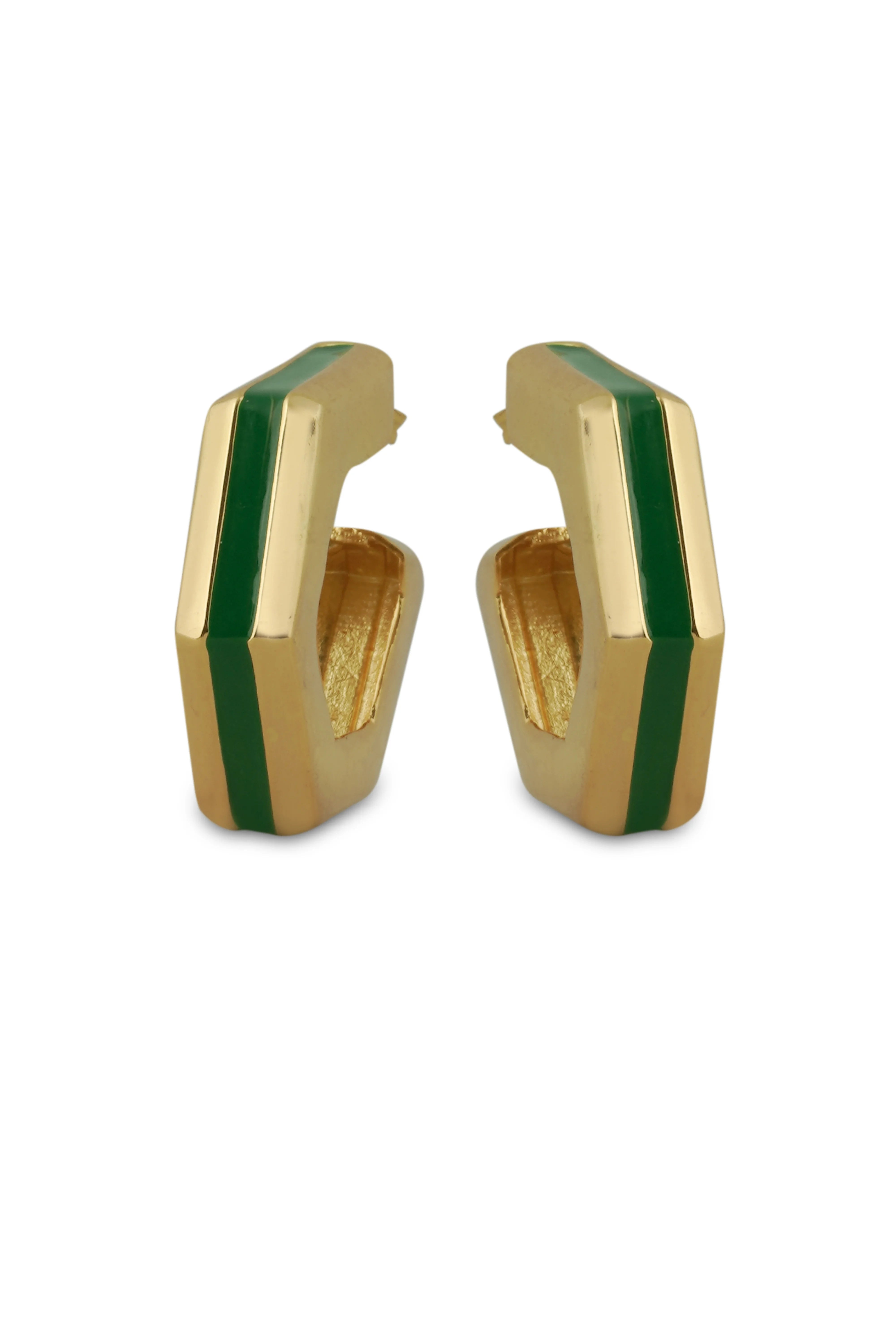 Helixa Green Enamel Gold Hoops Secondary image