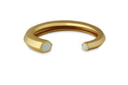 Varnika Arora Hexa White Enamel Gold Bangle cuff with geometric design and polished finish on white enamel surface