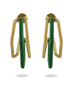 Small Trio Green Enamel Gold Hoops