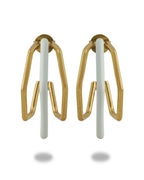 Small Trio White Enamel Gold Hoops