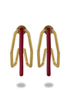 Ahsaas Channa in Small Trio Maroon Enamel Hoops