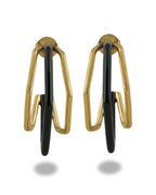 Small Trio Black Enamel Gold Hoops