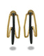 Small trio black enamel gold hoops earrings by Varnika Arora, showcasing shiny gold hoops with black enamel accents.