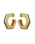 Helixa Black Enamel Gold Hoops