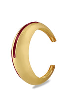 Maroon enamel and gold bangle from Varnika Arora featuring a delicate, elegant circlet design.