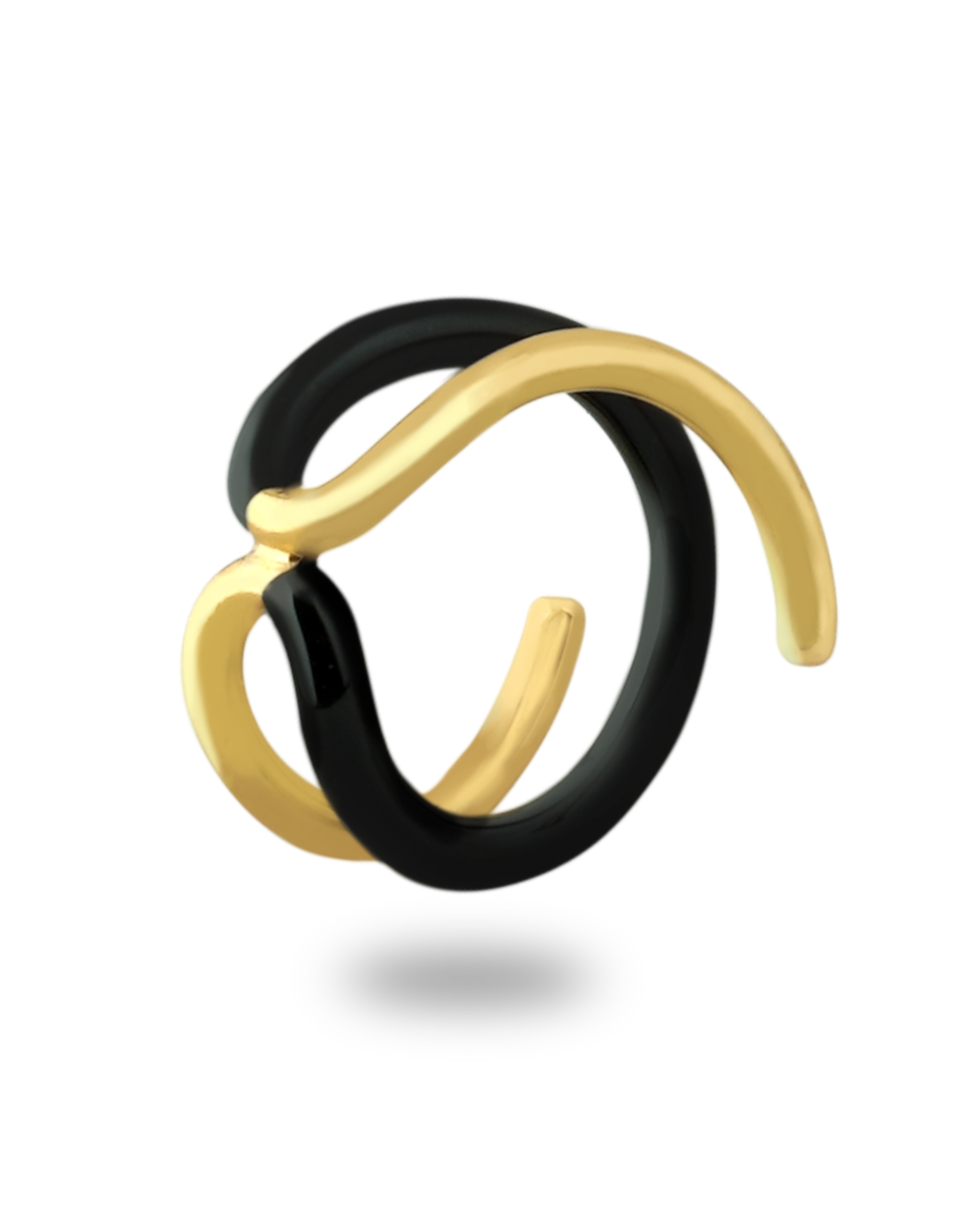 Sara Ali Khan in Twistie 2-way Black Enamel Ring Secondary image