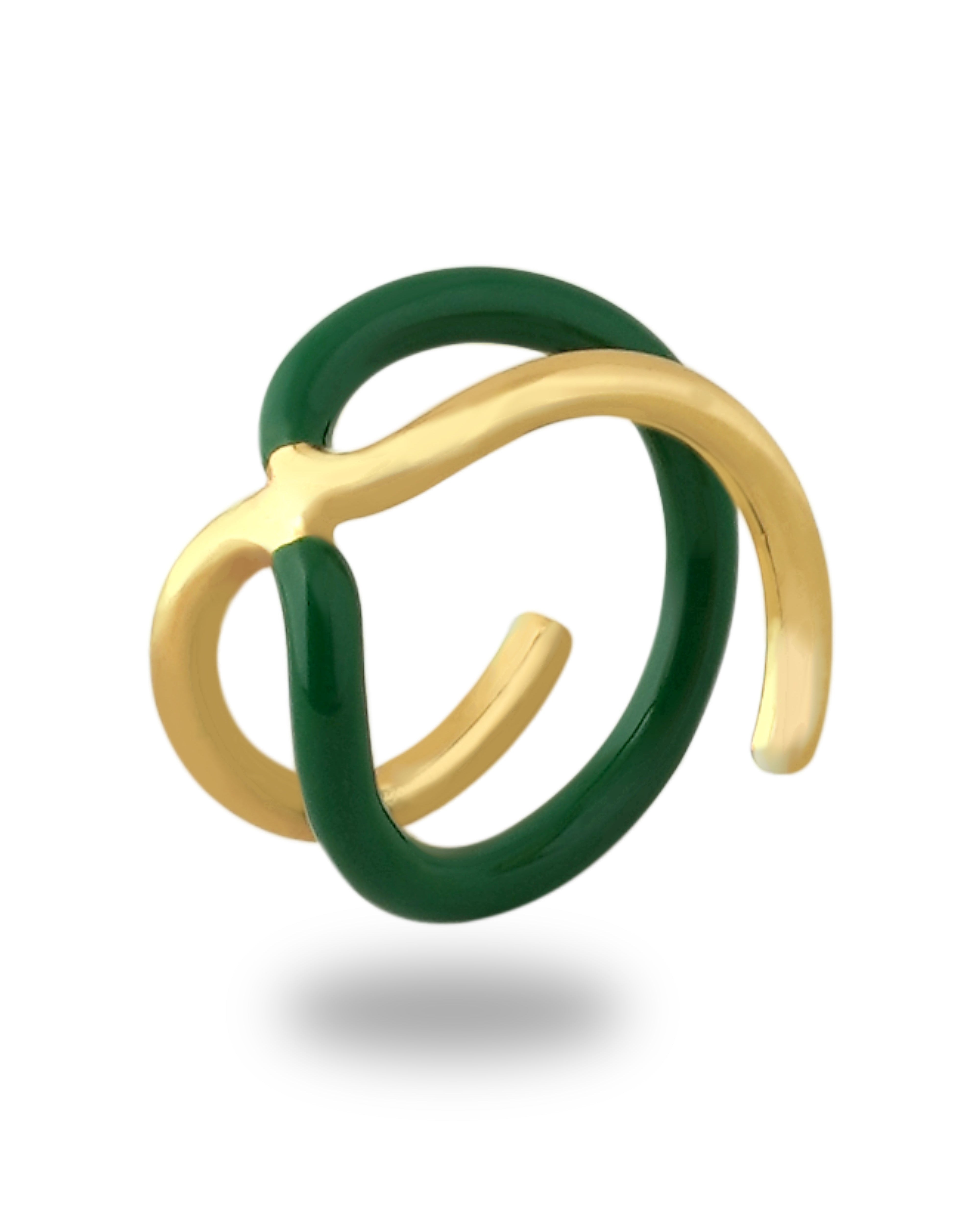 Twistie 2-way Green Enamel Gold Ring Secondary image