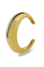 Varnika Arora black enamel and gold bangle, a stylish circlet design with intricate detailing and a sleek, polished finish.