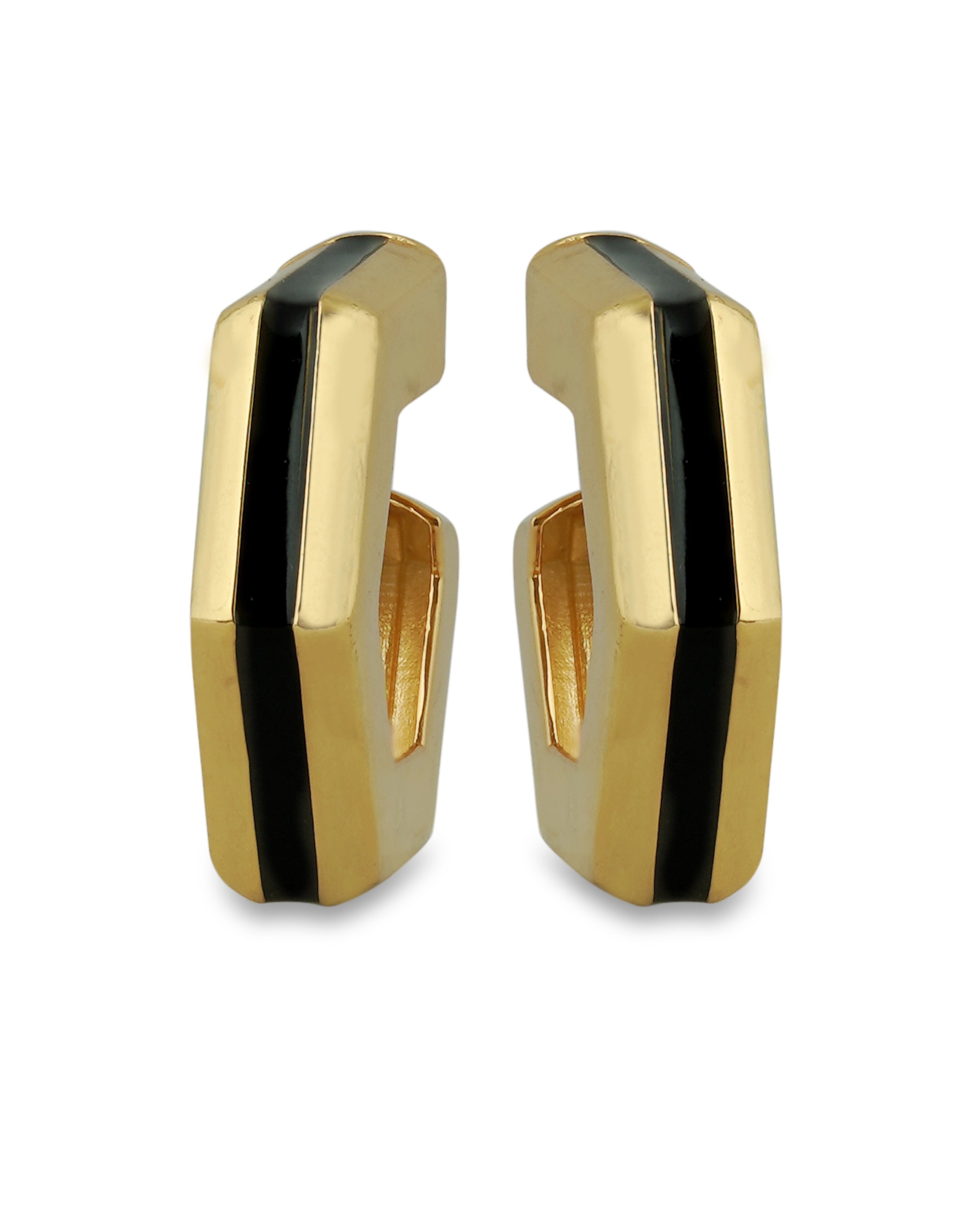 Helixa Black Enamel Gold Hoops