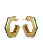 Helixa Green Enamel Gold Hoops