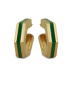 Helixa Green Enamel Gold Hoops