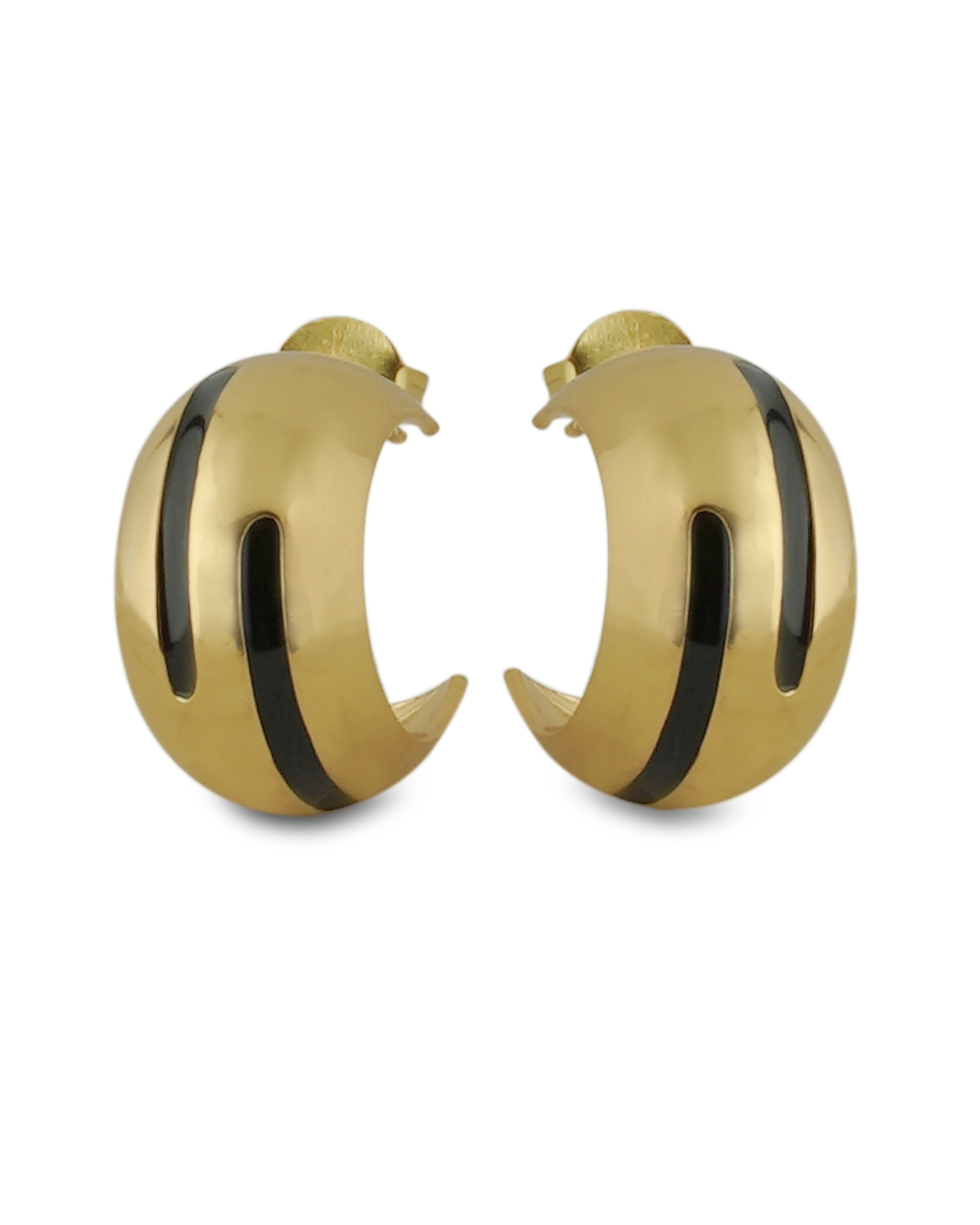 Regina Cassandra in Luna Black Enamel Hoops