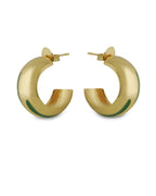 Luna Green Enamel Gold Hoops