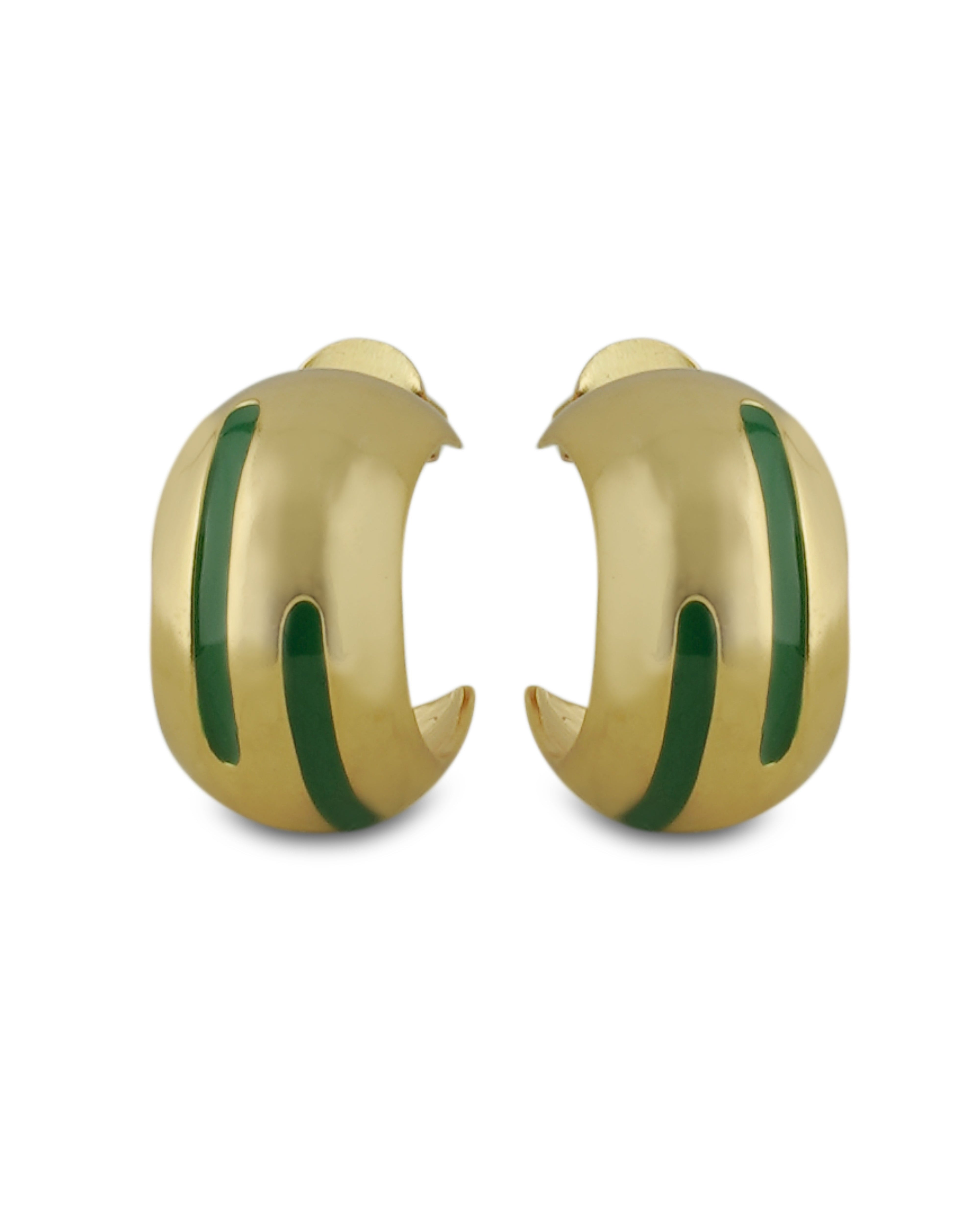 Luna Green Enamel Gold Hoops Secondary image