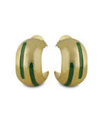 Luna Green Enamel Gold Hoops