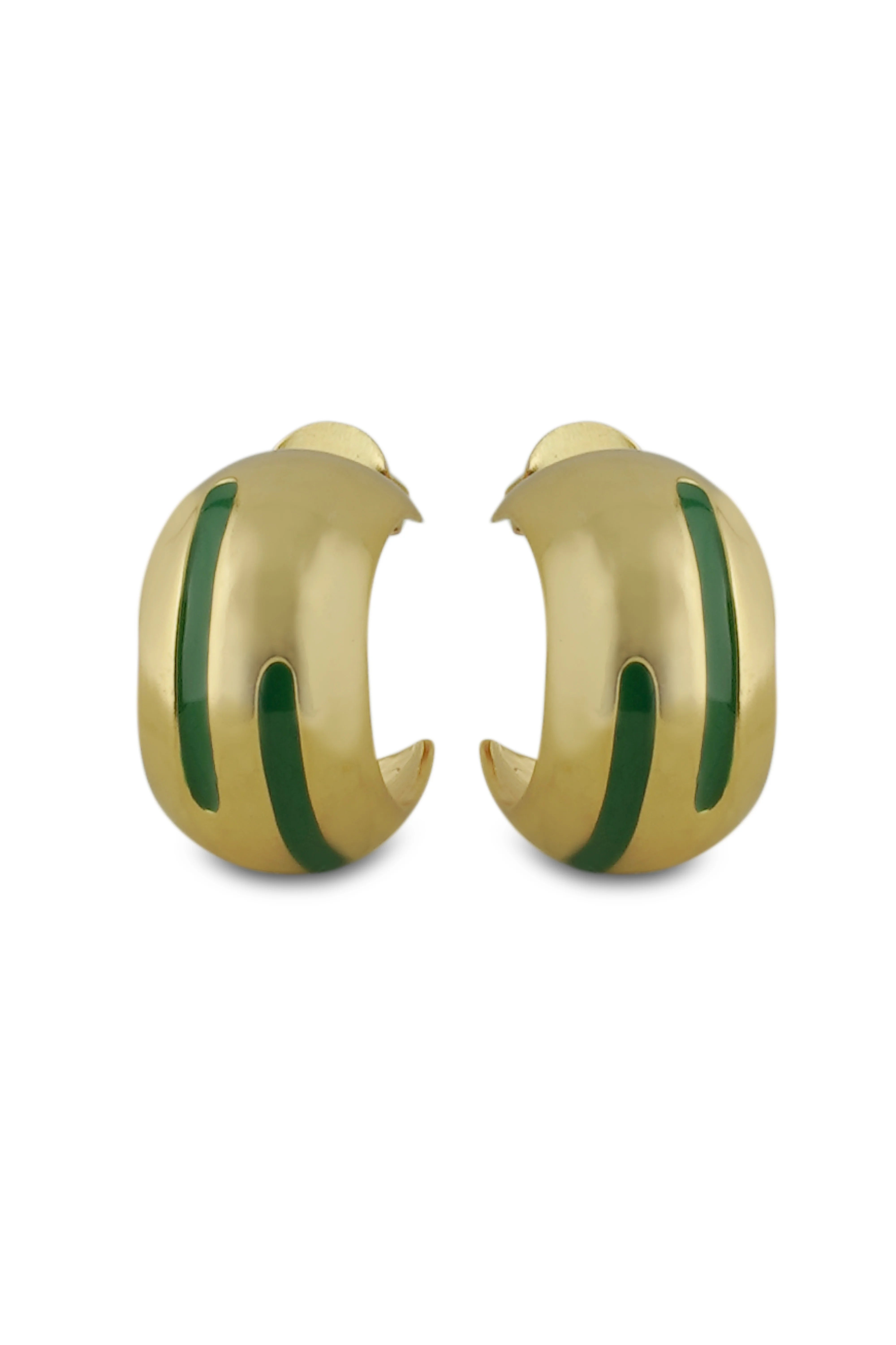 Luna Green Enamel Gold Hoops Secondary image