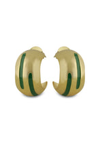 Varnika Arora Luna Green Enamel Gold Hoops earrings showcasing vibrant green enamel and shiny gold finish.
