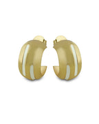 Luna White Enamel Gold Hoops