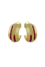 Varnika Arora Luna Maroon Enamel Gold Hoop Earrings featuring maroon enamel accents and sleek gold hoop design