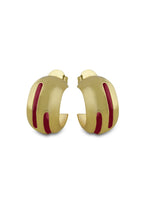 Luna Maroon Enamel Gold Hoops