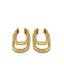 Varnika Arora ellipse gold earrings with smooth, polished finish and elegant oval shape, displayed on a neutral background.