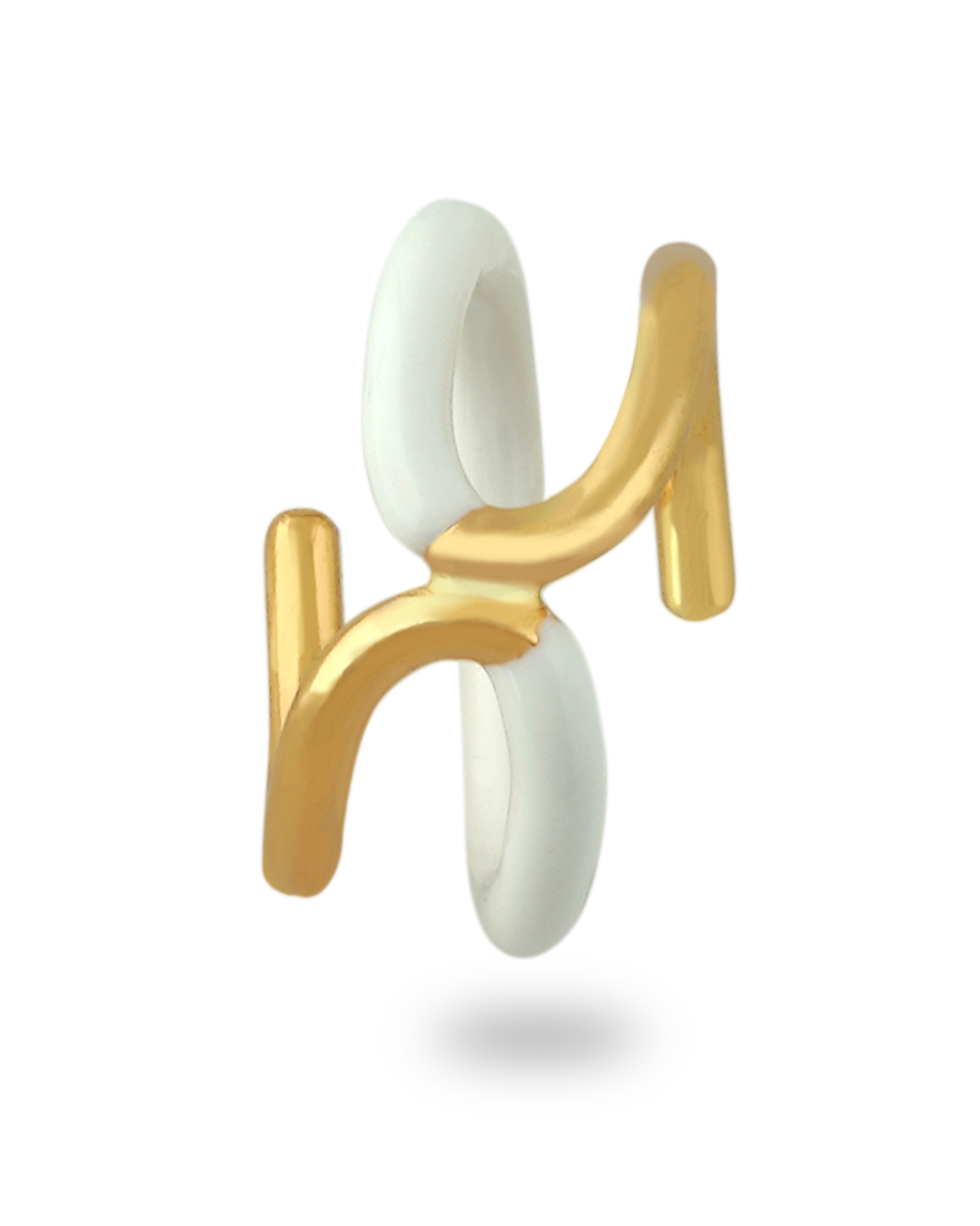 Twistie 2-way White Enamel Gold Ring Secondary image