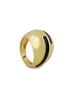 Sonakshi Sinha wearing a Verdora black enamel ring by Varnika Arora, close-up view of the stylish jewelry accessory.