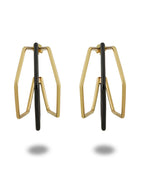 XL Trio  Black Enamel Gold Hoops