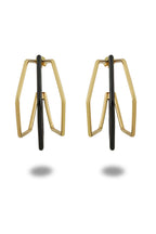 XL Trio black enamel gold hoops by Varnika Arora, showcasing the large, stylish hoop earrings with black enamel and gold accents.