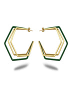 XL Trio Green Enamel Gold Hoops