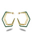 Large green enamel and gold hoop earrings by Varnika Arora, showcasing bold, stylish jewelry with a polished finish.