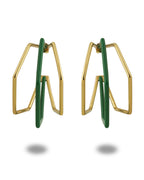 XL Trio Green Enamel Gold Hoops