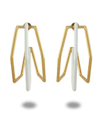 XL Trio White Enamel Gold Hoops