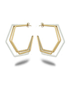 XL Trio White Enamel Gold Hoops