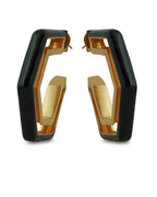Devine Black Enamel Gold Earrings