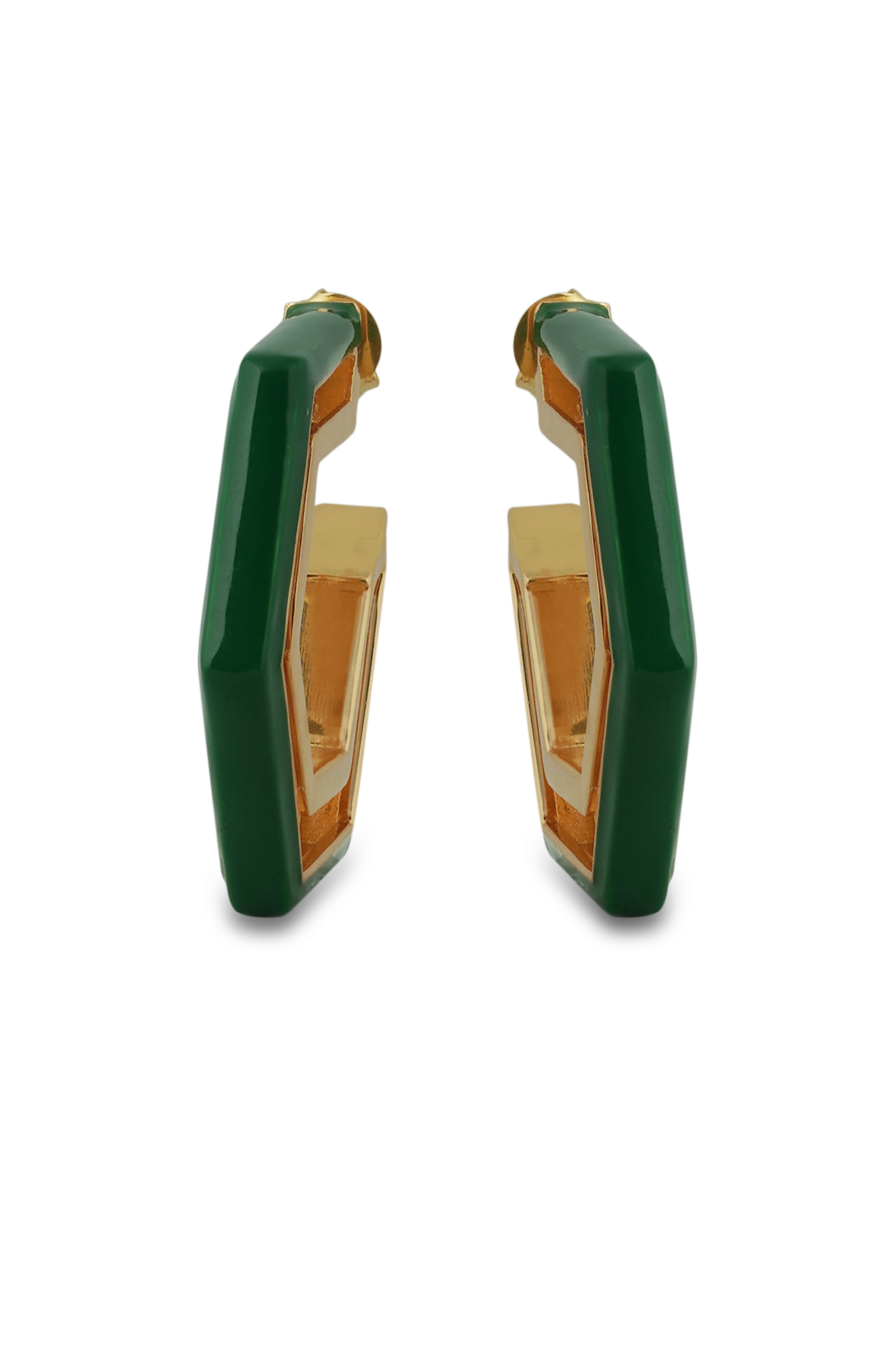 Devine Green Enamel Gold Earrings