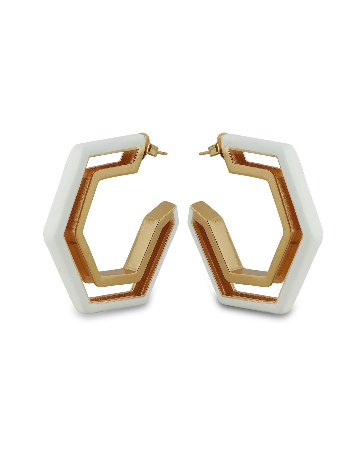 Devine White Enamel Gold Earrings Secondary image