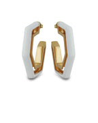 Devine White Enamel Gold Earrings