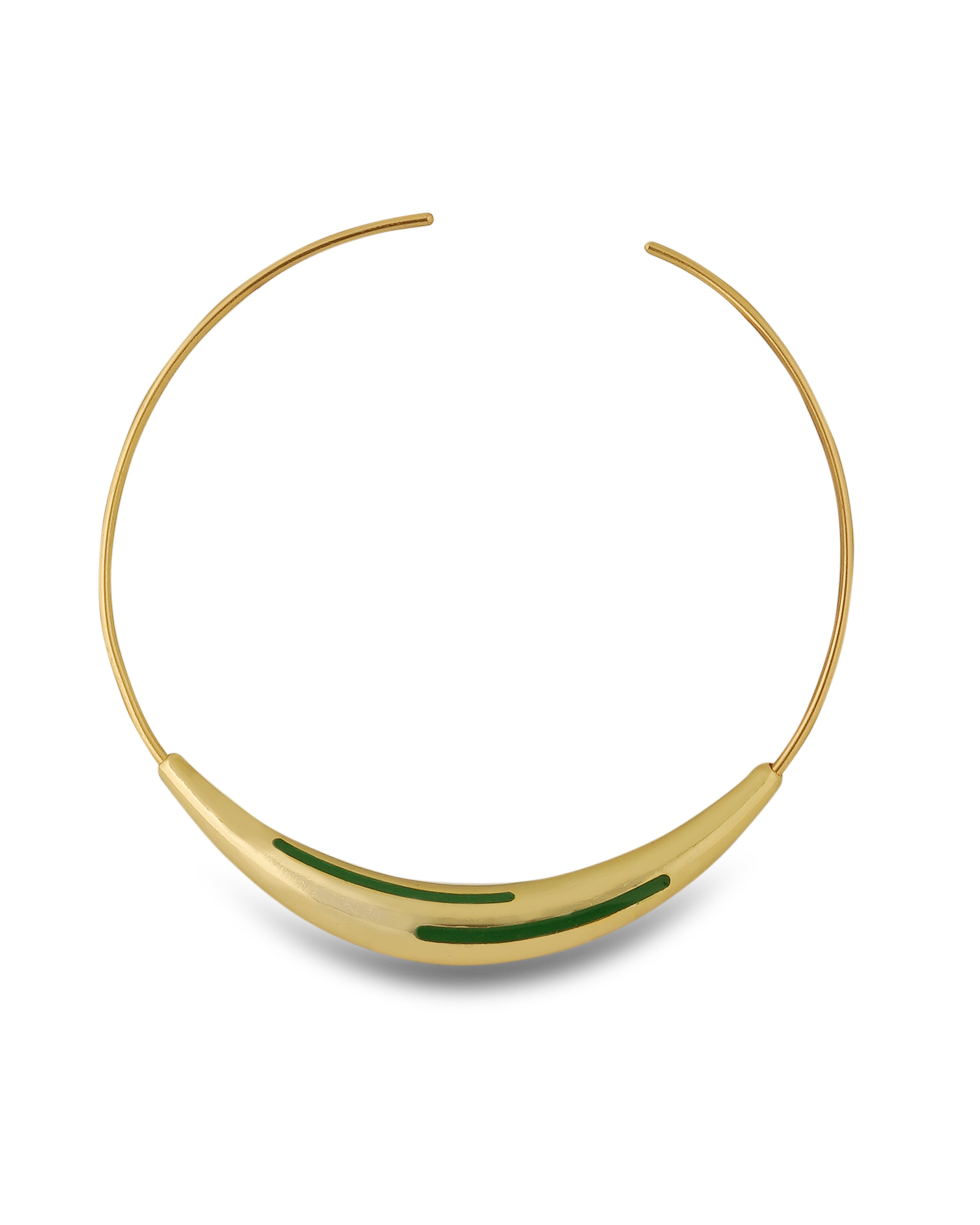 Aurelia Green Enamel Gold Neckpiece