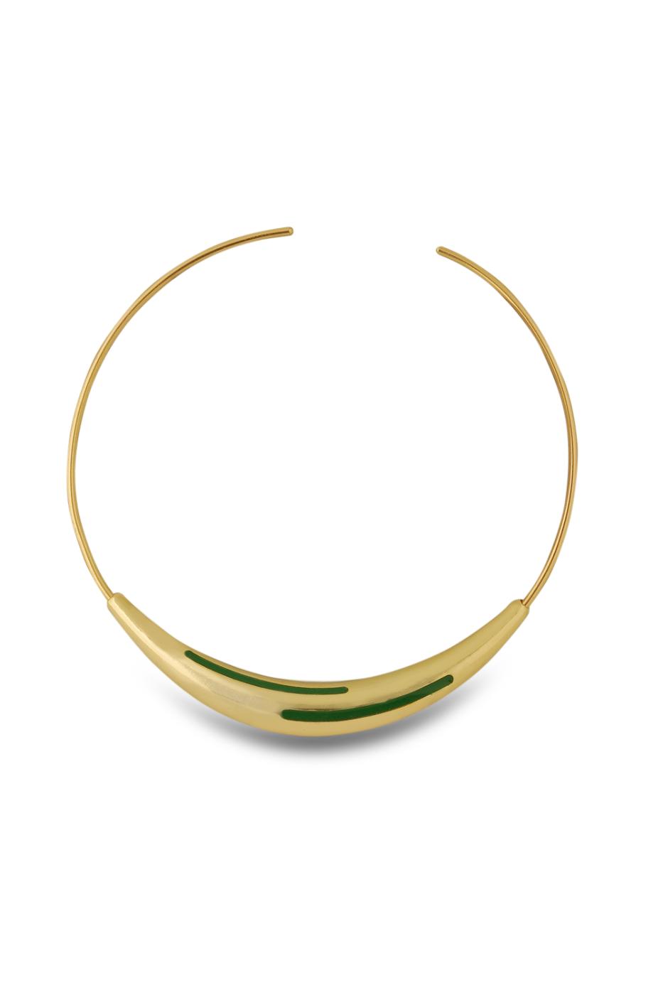Opal Set- Gold Earrings & Green Enamel Neckpiece