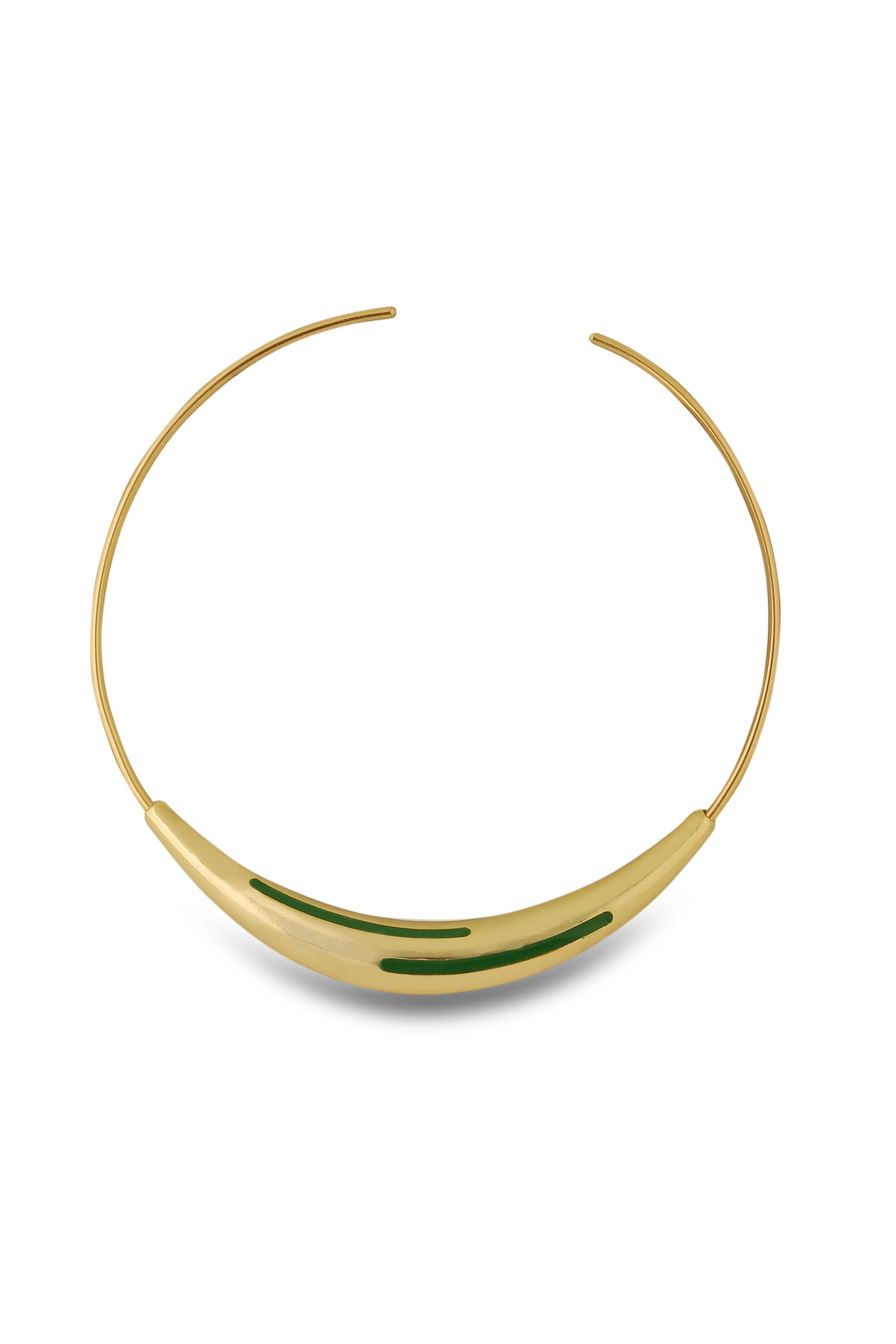Varnika Arora Aurelia Green Enamel Gold Neckpiece with intricate design and elegant gold detailing.