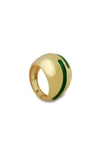 Varnika Arora Verdora green enamel gold ring featuring a smooth, polished band with vibrant green enamel accents.