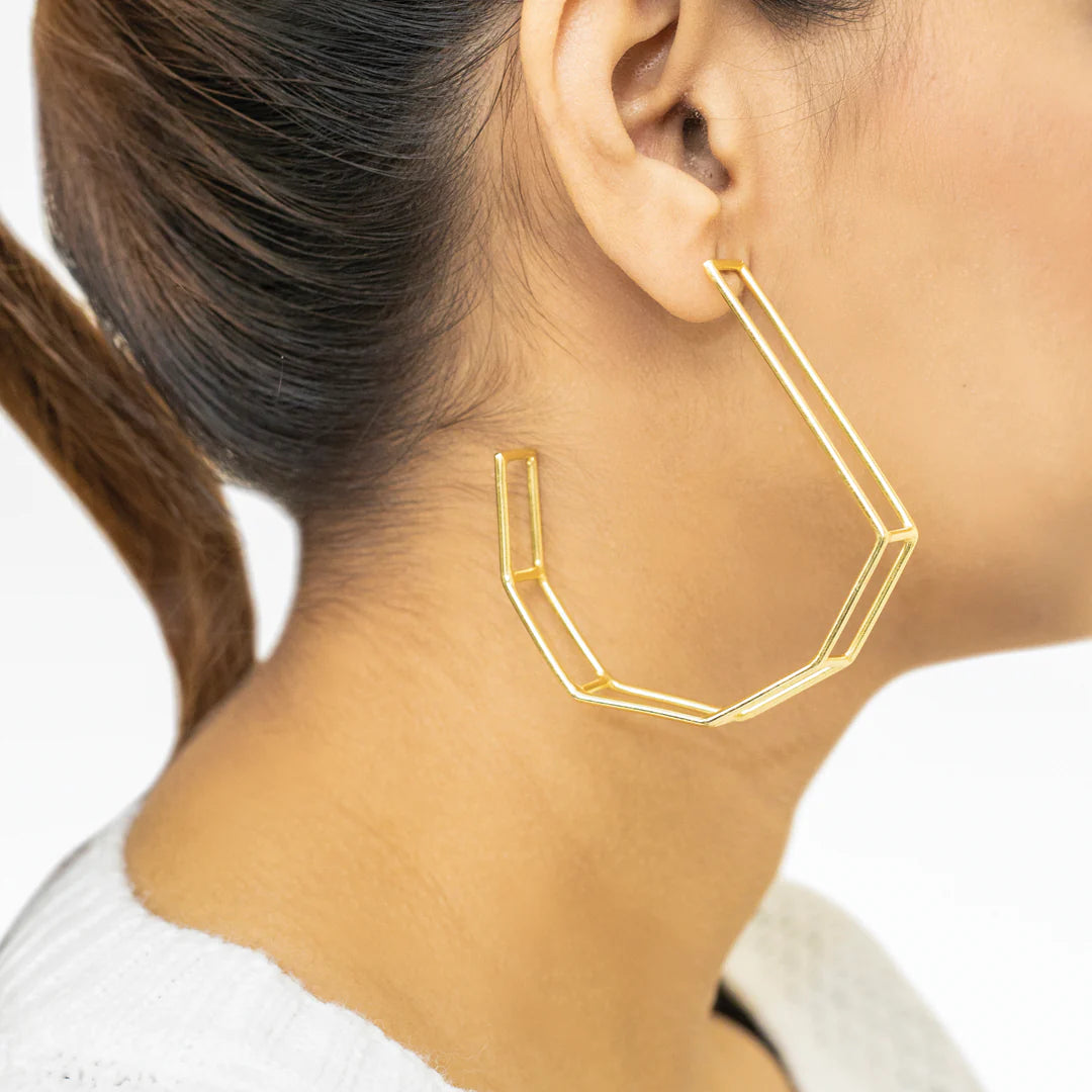 Gold Plated Frame Hoops Secondary image