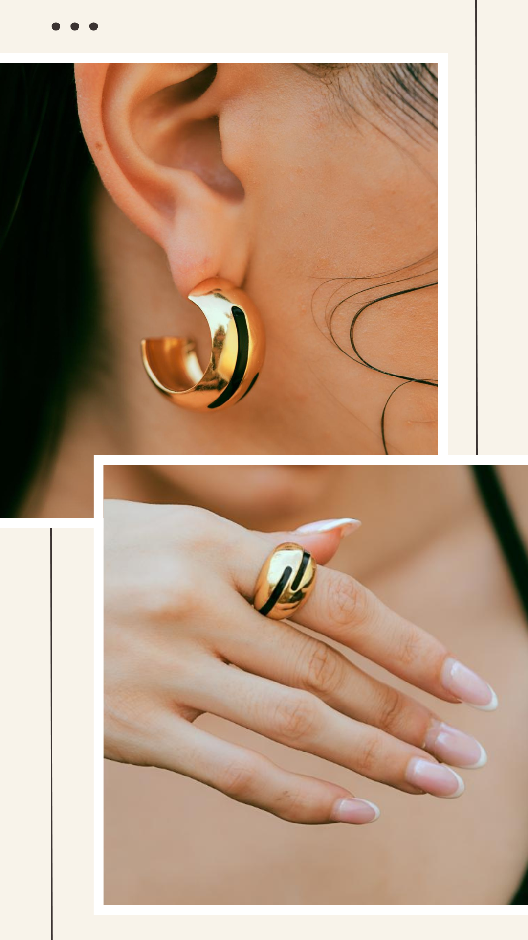 Luna Pair- Black Enamel Earring & Ring