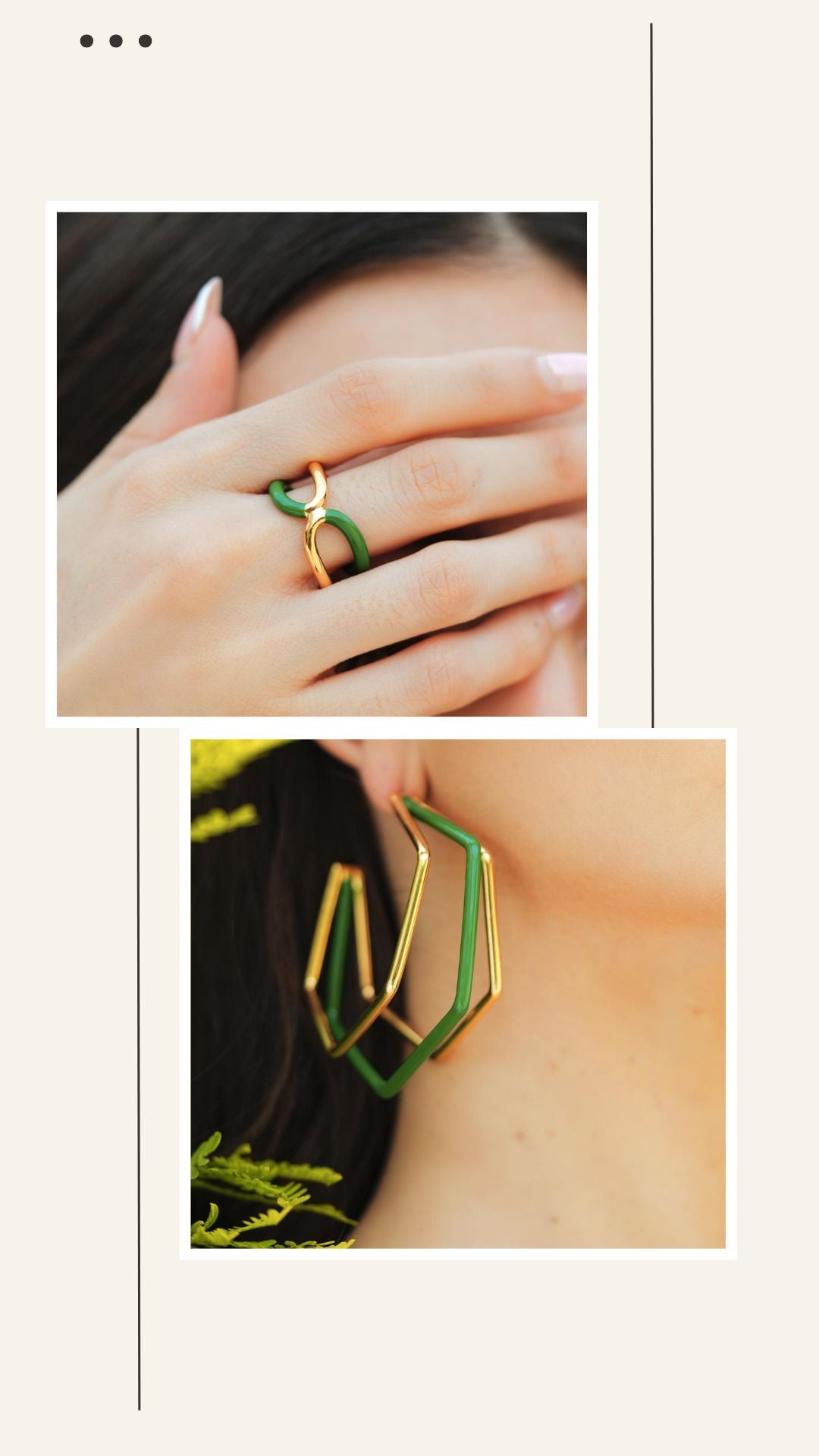 Twinkle Duo – Green Enamel Earring & Ring Main image