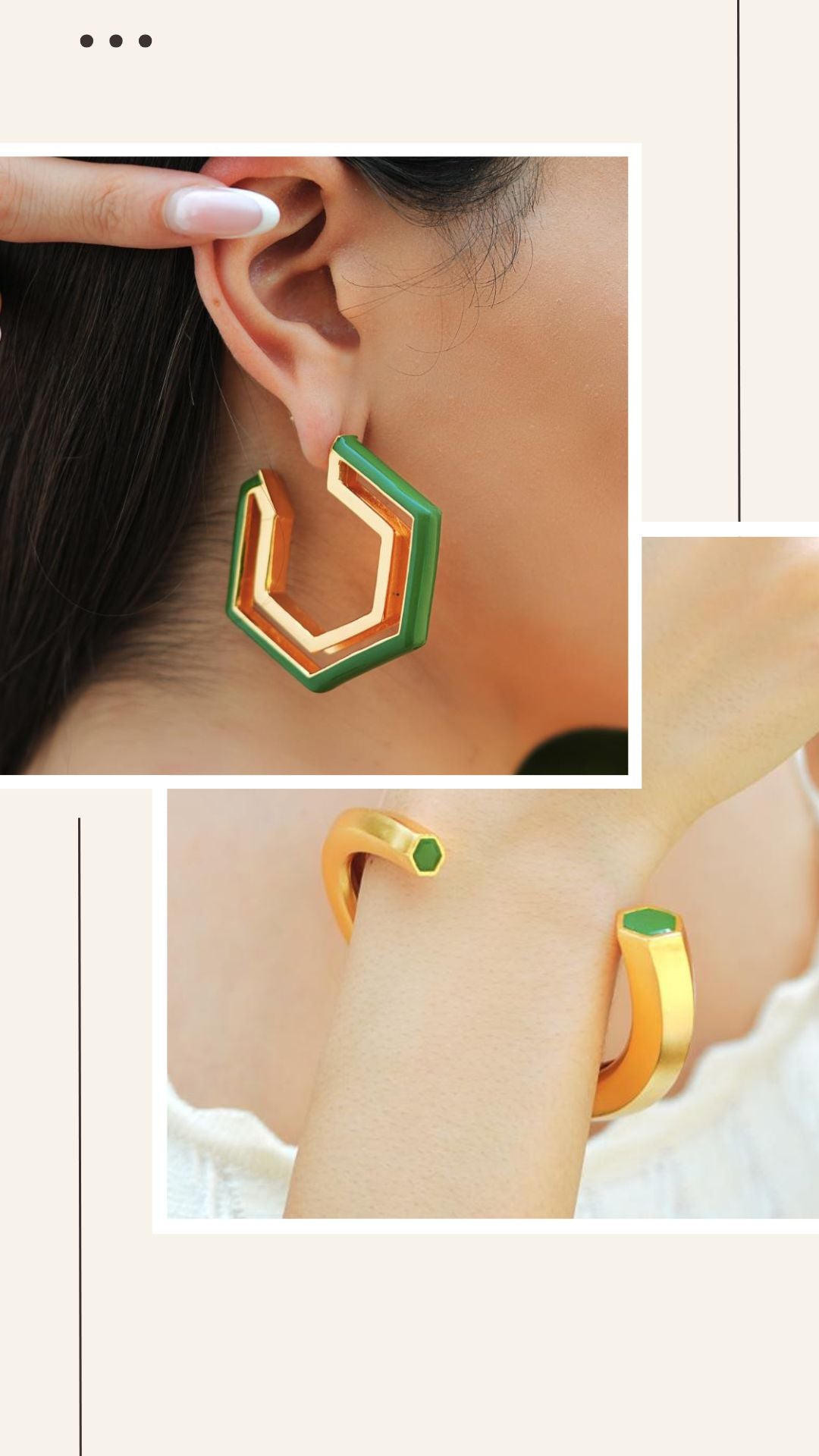 Mystic Pair- Green Enamel Earring & Bangle Main image