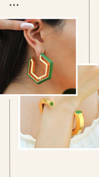 Mystic Pair- Green Enamel Earring & Bangle